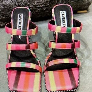 Cavalini Pink and Green Striped Heels